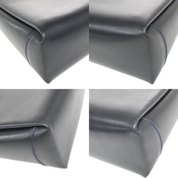 GUCCI Logo Shoulder Hand Bag Leather Navy Blue GHW Italy 35KB070 - Picture 8 of 15